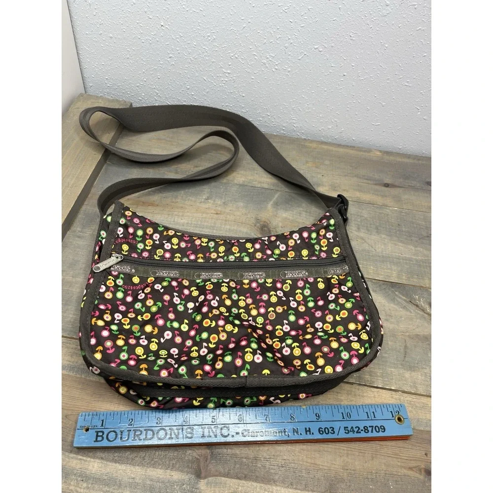 LeSportsac Brown Colorful flowers Dutch Musical Notes Hobo‎ Crossbody Bag
